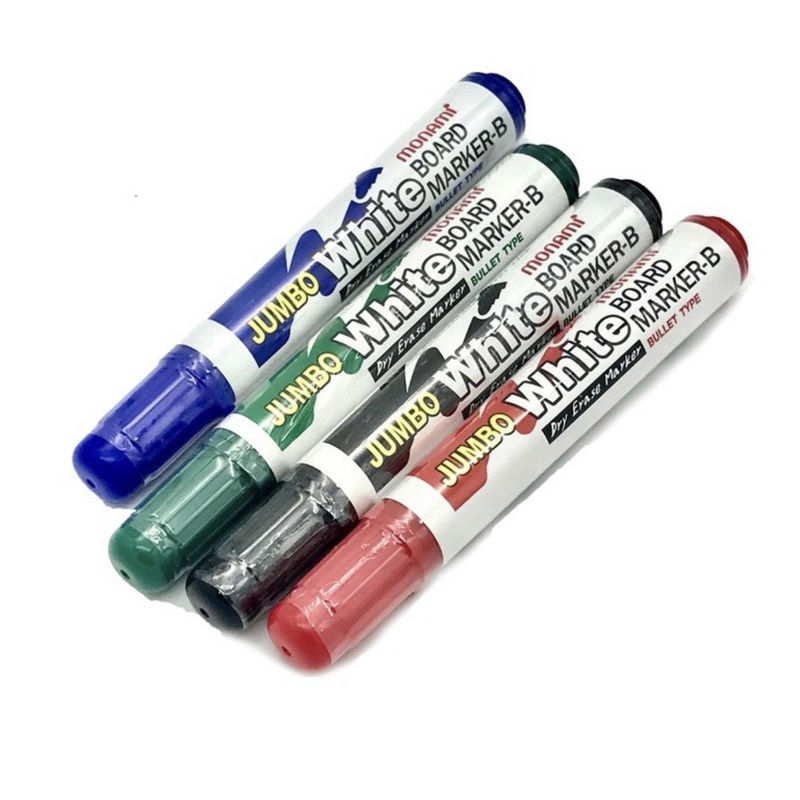 ปากกาไวท์บอร์ด “Monami” (น้ำเงิน, ดำ, แดง, เขียว)