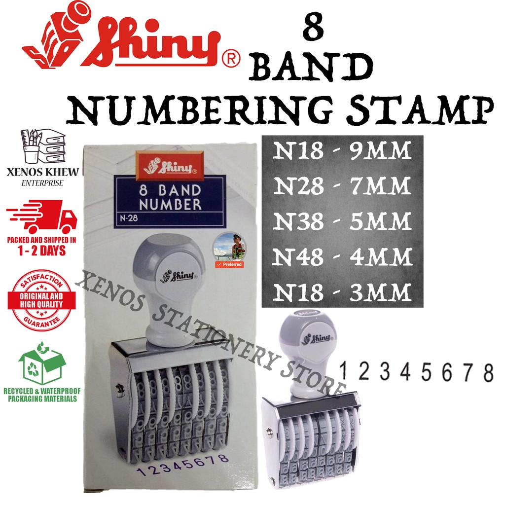 SHINY 8 BAND NUMBER STAMP / 8 DIGITS NUMBERING CHOP N58 N48 N38 N28 N18 N08 NA8 / N-58 N-48 N-38 N-2