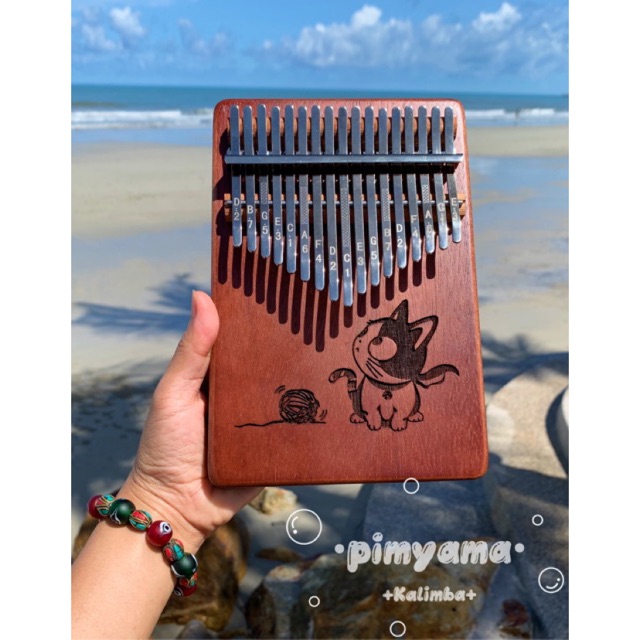 สินค้าพร้อมส่งในไทย kalimba 17 คีย์ เปียโนนิ้วหัวแม่มือ กล่องดนตรีลายแมว