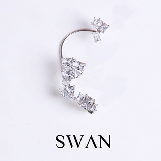 SWAN - VRT Square Cuff ต่างหูไต่หูเงินแท้ ฝังเพชรคิวบิคเซอร์โคเนีย cubic zirconia