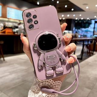 เคสโทรศัพท์ สําหรับ Samsung A53 A73 A23 A52 A52S A33 A32 A13 4G 5G มือถือแบบนิ่ม กันกระแทก ลายนักบินอวกาศ พร้อมที่ตั้งวาง หรูหรา