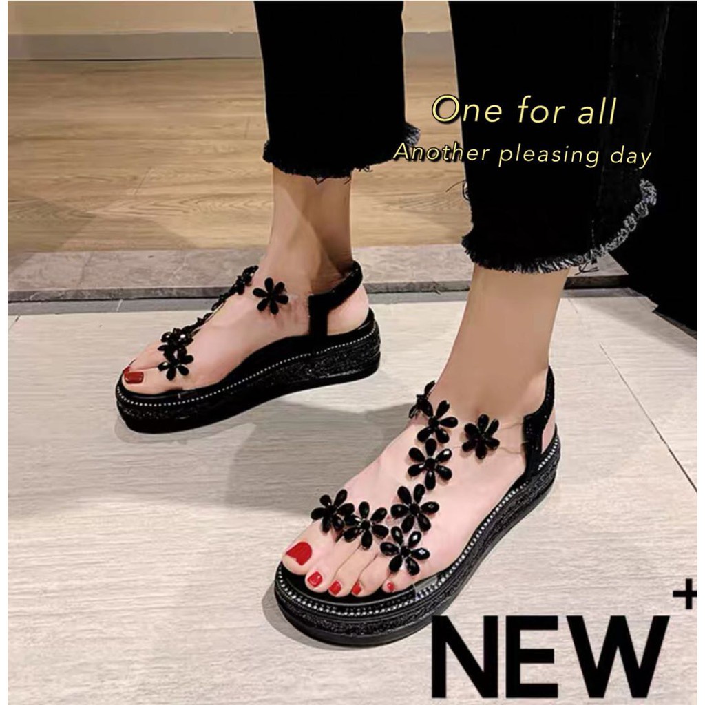 ♦○@พร้อมส่ง@ ฮิตที่สุด รุ่น TX168 รองเท้าส้นสูงรัดส้น แต่งเพชรลายดอกไม้ น้ำหนักเบาสบาย ไม่ลื่น เพิ่ม