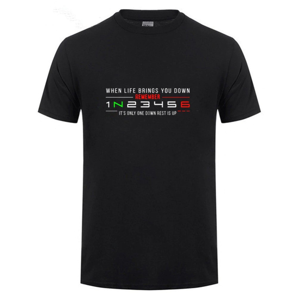 แฟชั่น ใหม่ เสื้อยืดลําลอง แขนสั้น พิมพ์ลาย Moto Life Brings You Down Only One Down Gear 1N23456 แฟช