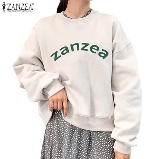 Zanzea เสื้อกันหนาว คอกลม แขนยาว พิมพ์ลาย ทรงหลวม แฟชั่นสไตล์เกาหลี สําหรับผู้หญิง