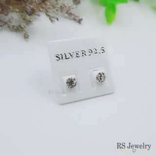 ต่างหูเงินแท้ ต่างหูเพชรหนามเตยฟันปลา ต่างหูเพชร ต่างหูเงิน925 เงินแท้Silver925 ตุ้มหูน่ารัก แฟชั่นผู้หญิง เครื่องประดับ