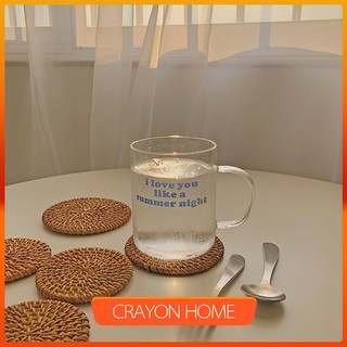 CH丨Korea ins “i love u like a summer night ” Heat-resistant Cup Milk Coffee Mug Water Glass Mug Cup Tea Cup Breakfast Cereal Cup Home Office Cup For Fruit Juice Gift