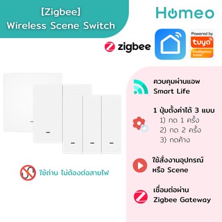 Tuya Zigbee Smart Wireless Scene Switch สวิตช์แบบไร้สาย Zigbee สำหรับสั่ง Scene