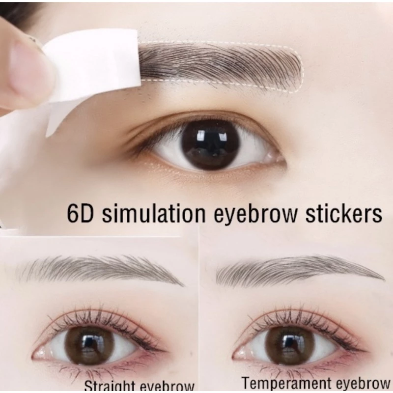 สติ๊กเกอร์รอยสักคิ้ว สติ๊กเกอร์คิ้ว 6D，คิ้วปลอม กันน้ำ ติดทน