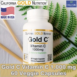 วิตามินซี Gold C Vitamin C 1,000 mg 60 Veggie Capsules - California Gold Nutrition