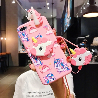 สำหรับ Infinix Hot 9 Play Hot 10 Unicorn Case Cover Case with Holder Lanyard