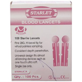 (พร้อมส่ง) Starlet Blood Lancets 100 Sterile Lancets เข็มเจาะเลือดแบบกลม บรรจุ 100 เข็ม