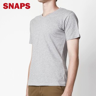 UrbanSNAPS Basic T-shirt Cotton สีเทาอ่อน (V-Cut) เสื้อยืดคอวีผ้า Cotton 100%