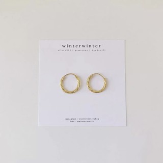 Winterwinter Jewelry Silver925 : เครื่องประดับเงินแท้ เงินแท้925 ต่างหูเงินแท้ ต่างหูห่วงเกลียว ชุบทอง