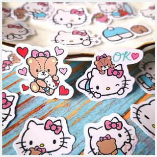 ★★★ Hello Kitty Q-2 Sanrio Character KT &amp; Bear Mini Diary Manual สติ๊กเกอร์ ★★★ 40Pcs/Set DIY Fashion Scrapbooks Album Decor Decals สติ๊กเกอร์