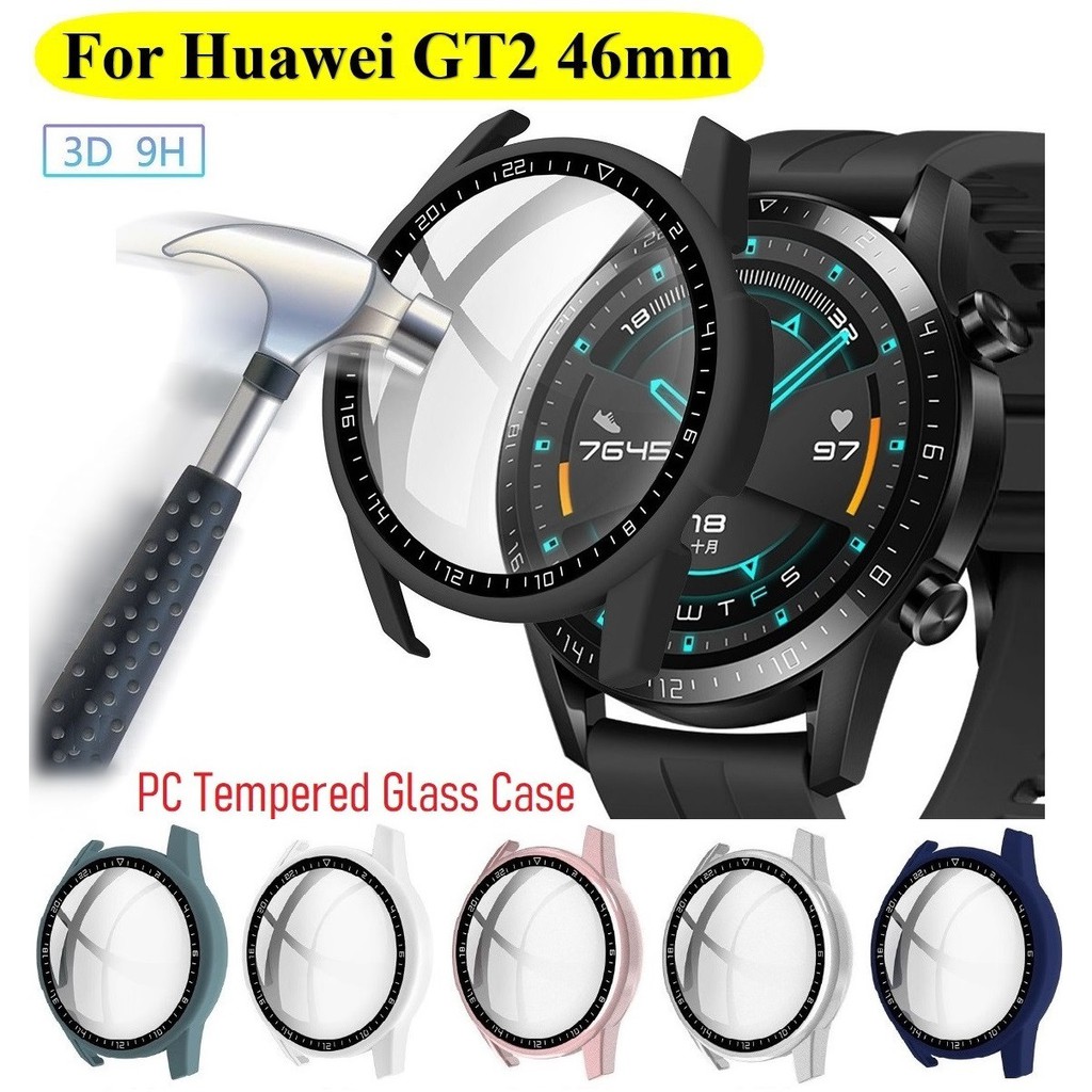 Compatible For เคส Huawei Watch GT 2 Case Tempered glass Case with Scale Full covered Hard Protective Cover เคส Huawei gt 2 shockproof case for gt2