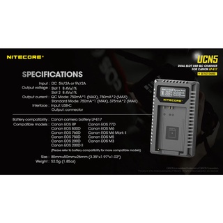 แท่นชาร์จ Nitecore UCN5 FOR Canon LP-E17 ประกันศูนย์ไทย