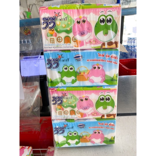 ทิชชู่แผ่นวีวี่ ทิชชู่ vivy 230 แผ่น 1แพ็ก บรรจุ4 ห่อ เนื้อหนา คุ้มมาก