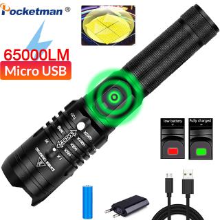 65000lumens ไฟฉาย Led Ultra Bright Xhp50.2 ไฟฉาย Usb ที่ทรงพลังที่สุด Zoomable 18650 โคมไฟล่าสัตว์ตกปลาที่ดีที่สุด