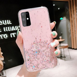 เคส case Samsung Galaxy A12 M12 A01 Core S10 A6 A8 J4 J6 S8 S9 S10 S20 FE Ultra Note 8 9 10 Plus Bling Glitter Stars Sequins Soft Silicone Phone Case