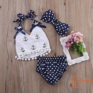 IAA-เสื้อผ้าเด็กเสื้อโปโลเสื้อโปโลลาย Head Band 3pcs Outfits Set