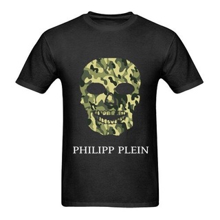 เสื้อยืดวินเทจเสื้อยืด ผ้าฝ้าย 100% พิมพ์ลาย Philip Plein "Army Skull" เหมาะกับของขวัญวันเกิด สไตล์สปอร์ต สําหรับผู้ชายS