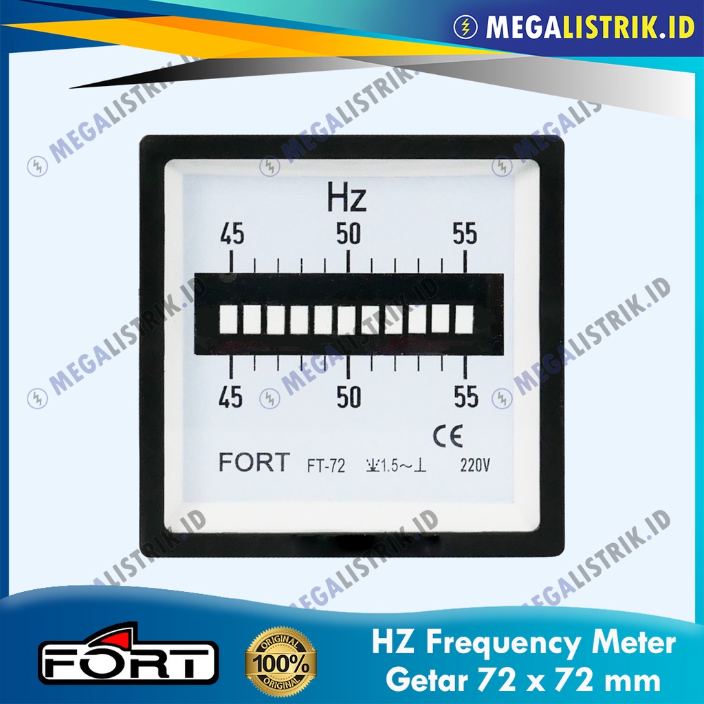 FORT HZ METER VIBRATION FT-72HZ / FREQUENCY 72 X 72 / FREQUENCY METER 45-55 HZ 72X72
