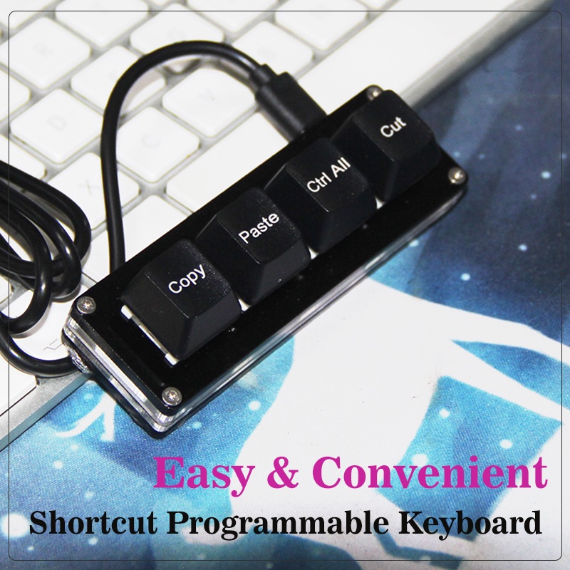 Multifunction Keyboard 4Keys Customize Shortcut Function Macro Keyboard Copy+ Paste + Cut + Selectio