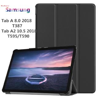 Samsung Tab A 8.0 2018 T387 Tab A 10.5 T590 T595 เคสโทรศัพท์มือถือหนังแบบตั้งได้