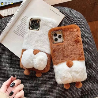 OPPO F19 F17 Pro F15 F11 F9 Find X3 Pro Lite Neo F3 F1 Plus F1s R17 R15 R11 R11s R9 R9s Phone Case Corgi Dog Hairy Plush Winter Warm Simple Cute Cartoon Soft Casing Cases Case Cover