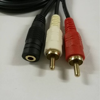 สายลำโพง 1 ออก 2 RCA Cable ยาว 1.8 เมตร สายสัญญาณเสียง 3.5mmตัวเมีย To RCA (433A)