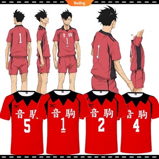 ไฮคิว!! Nekoma เสื้อยืดคอสเพลย์ แขนสั้น No.1 Kuroo Tetsurou No.5 Kozume Kenma ไซซ์ S-4XL [BL]