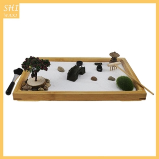 ( In Stock ) Zen Garden Rocks พร้อมถาดทรายไม้ไผ่ขนาดเล็ก