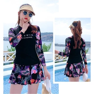 jqk ชุดว่ายน้ำ เสื้อแขนยาว+กระโปรง รุ่น 0224