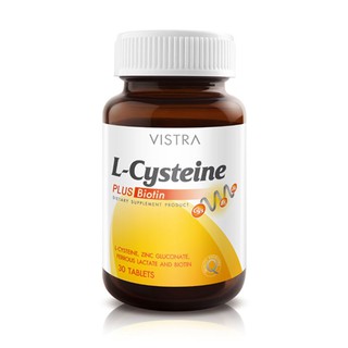 VISTRA L-Cysteine Plus Biotin วิสทร้า แอล-ซิสเทอีน พลัสไบโอติน ขนาด 30 เม็ด #บำรุงผม #ผมร่วง #ผมอ่อนแอ  20710