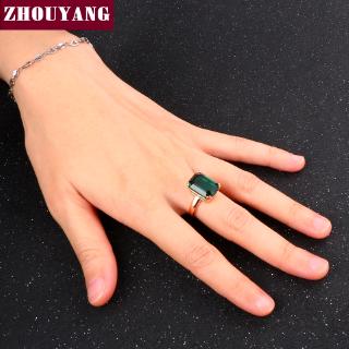 ZHOUYANG ด้านคุณภาพสี่ Claw บิ๊กคริสตัลหรูหราคริสตัล Rose Gold แหวนสีจากออสเตรียแบบเต็มขนาด R700 R701