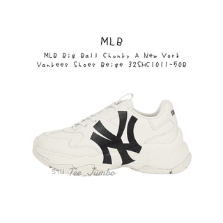 รองเท้า MLB Big Ball Chunky A New York Yankees Shoes Beige 32SHC1011-50B 🌵🍄 สินค้าพร้อมกล่อง MLBHiEnd