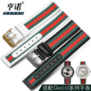 ∈gucci ya 129444 gc สายนาฬิกาข้อมือไนล่อนสําหรับผู้หญิงและผู้ชาย 18/20 มม