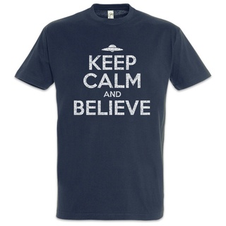 เสื้อยืดผ้าฝ้าย พิมพ์ลายเอเลี่ยน Keep Calm And Believe Fun Ufo Vril KDkada38OBkbej64Size S-5XL