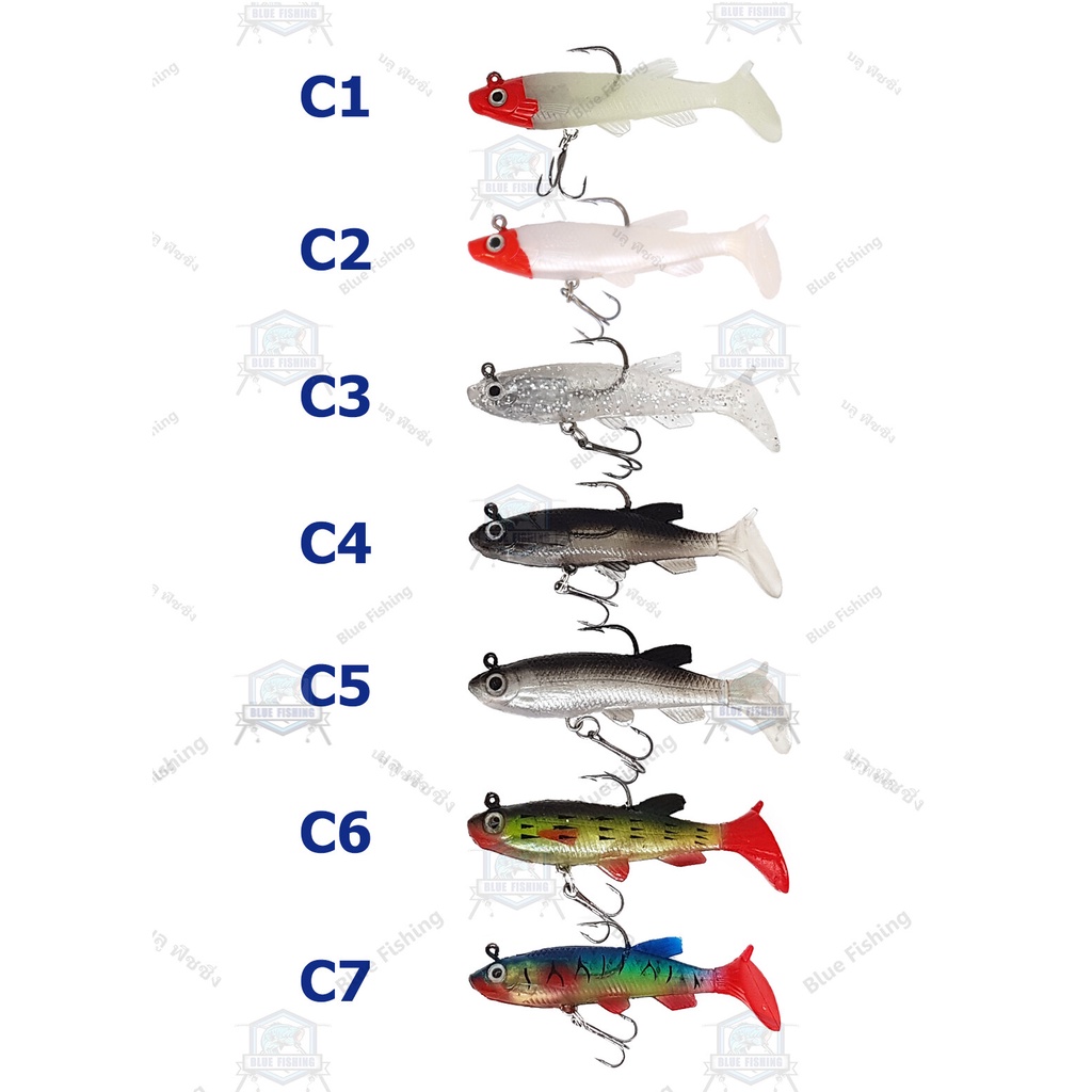 Blue Fishing (Fast Delivery) Jig head Lures Paddle Tail Swimbaits Soft ...