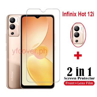 ฟิล์มกระจกนิรภัยกันรอยหน้าจอ 9H 2 in 1 สําหรับ Infinix Hot 12i 12 11S NFC 10S 10i 11 10 9 Play Note 11S 10 Pro Smart 5 6 HD