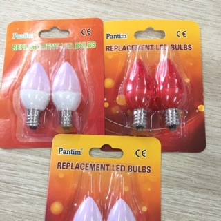 หลอดจำปา หลอดศาลเจ้า LED ขั้ว E12  1แพ็ค มี 2หลอด