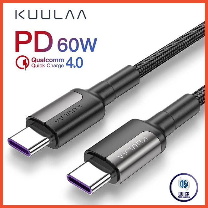 Kuulaa สายชาร์จ TypeC to TypeC  ยาว 1เมตร แบบชาร์จไว 60W Pd Qc 4.0 (Kuulaa KL-X06)