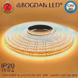 LED STRIP K-AA2110-350-2700K DC-24V  20W/1M IP20 ยี่ห้อBOGDAN LED แอลอีดีไฟเส้นสำหรับตกแต่ง 1750LED/5M 100W/5M Grade A