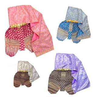 ชุดสไบลูกไม้เด็ก เย็บประกบลูกไม้สีทอง FV13