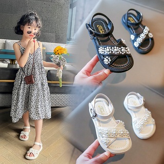 รองเท้าแตะ Soft Sole, รองเท้าเด็กผู้หญิง 1-16 ปีเด็ก Velcro เปิดนิ้วเท้า Princess Beach Shoes