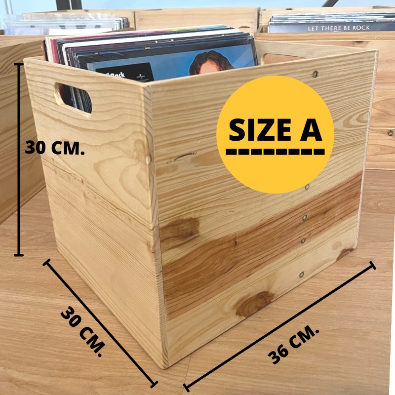 (พร้อมส่ง🔥) ลังไม้ ตกแต่งบ้าน ลังไม้เก็บแผ่นเสียง ลังไม้เก็บของ Size A - รูปที่ 2