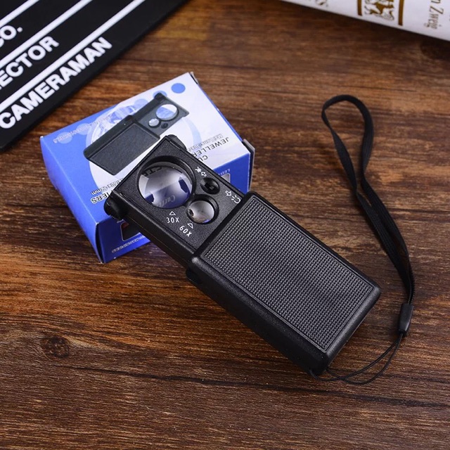 กล้องพระ กล้องส่องพระ งานแบบสไลด์ มีไฟledแสงขาว&ไฟลายน้ำ กำลังขยาย30x60x รุ่น9881