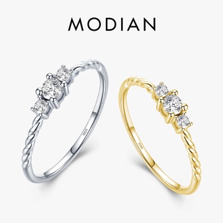 Modian แหวนเงินแท้ 925 แบบใส เครื่องประดับ ของขวัญคริสต์มาส แฟชั่นฤดูหนาว สไตล์คลาสสิก สําหรับผู้หญิง