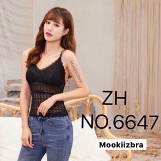 🦄Mookiizbra🦄ZH 6647บราลูกไม้สายเดี่ยว กากบาทหลัง # ฟองน้ำชิ้นยาว ฟรีไซร์📌