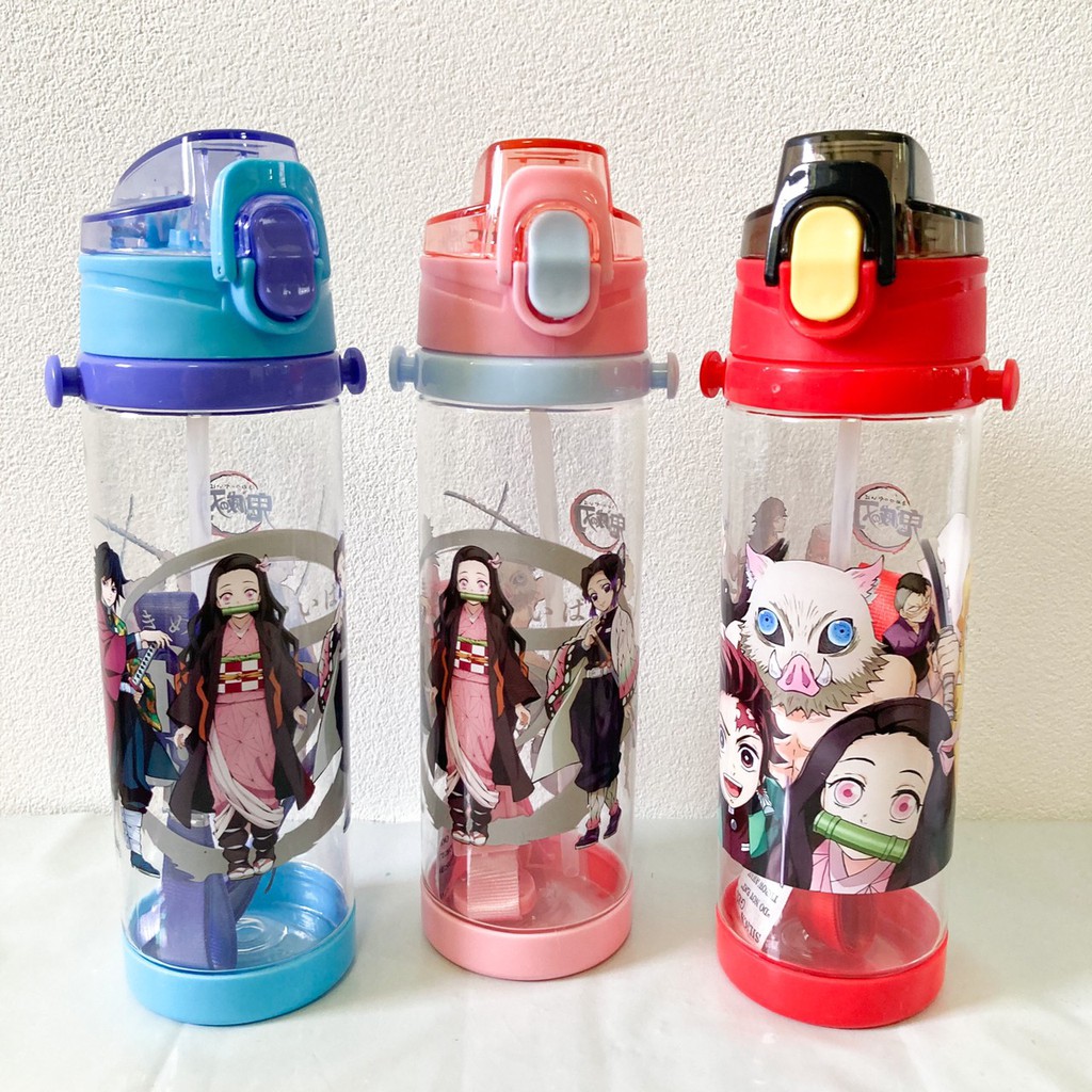 ขวดน้ำ ดาบพิฆาตอสูร ปราศจาก BPA มี 400ml/650ml มีสายคล้อง แบบหลอดดูดเด้งมีสายสะพาย หลอดซิลิโคน